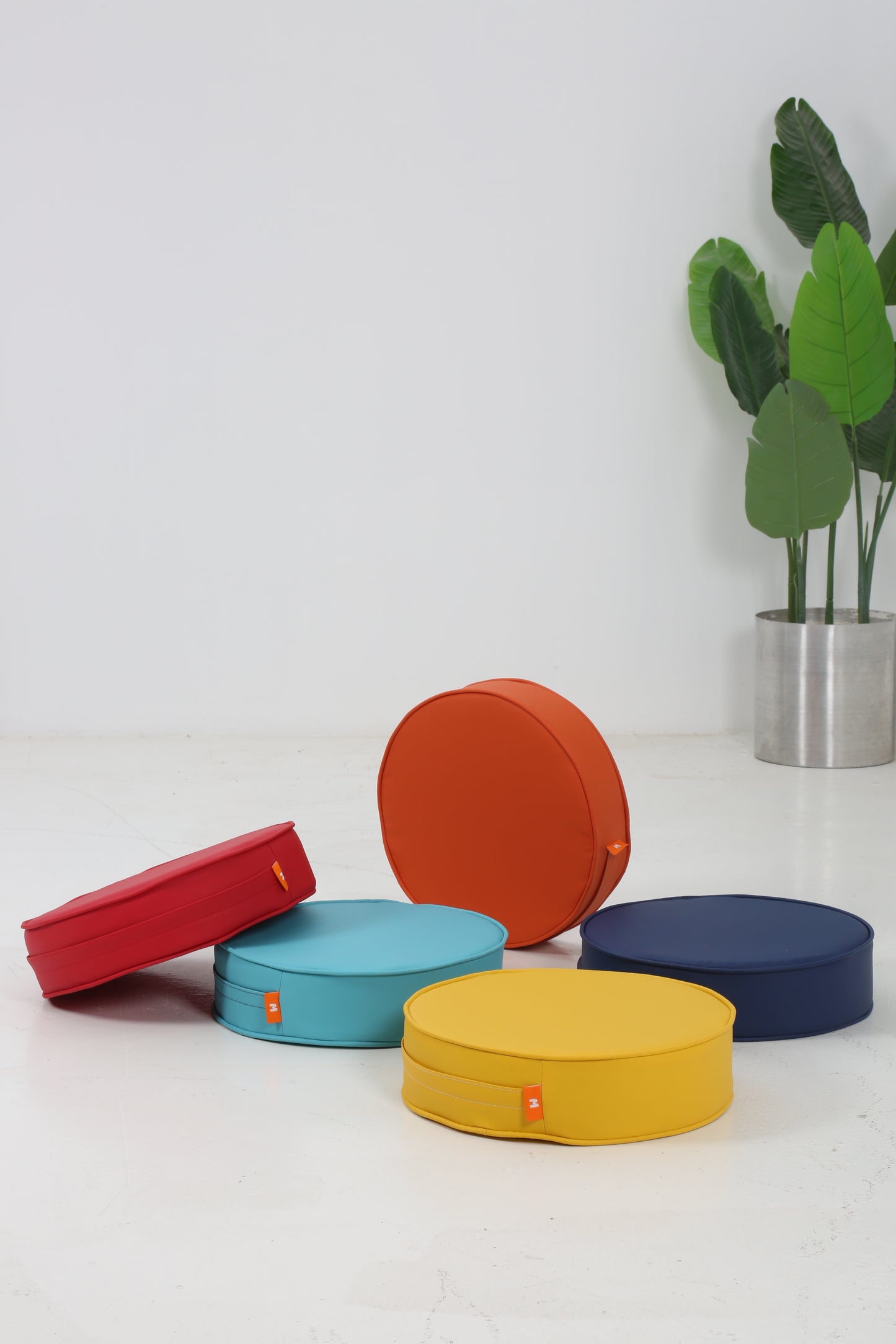 Deri Kumaş Blok Sünger Makaron Minder - Dörtlü Set 40 cm